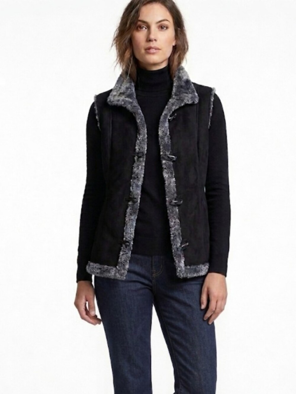 Reversible Suede Faux-Shearling Vest